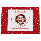 サンタクロースおもしろいがクリスマスを突破 ラージペーパーバッグ (正面)