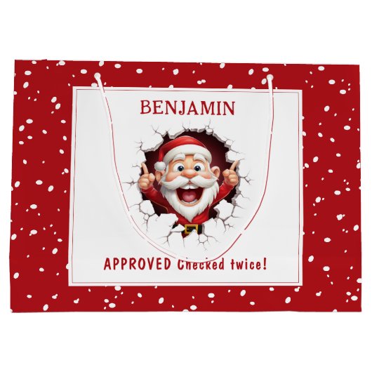 サンタクロースおもしろいがクリスマスを突破 ラージペーパーバッグ (裏面)