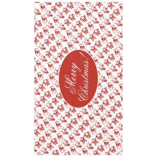 サンタクロースおもしろいでかわいいパターン赤いホワイトクリスマス テーブルクロス (正面)