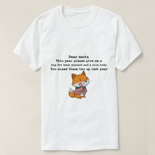 サンタクロースおもしろいの可愛いキツネ親愛グラフィックス Tシャツ (デザイン正面)