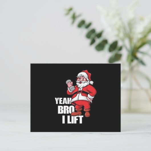 サンタクロースおもしろいイエーブロリフトトレーニングエクササイズ シーズンポストカード (スタンド正面)