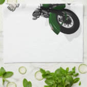 サンタクロースおもしろいオングリーンヴィンテージバイク キッチンタオル (折り畳み)