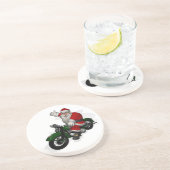 サンタクロースおもしろいオングリーンヴィンテージバイク コースター (側面)