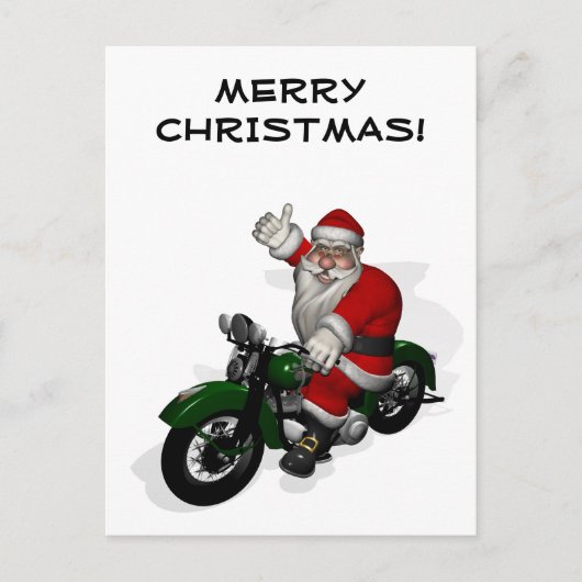 サンタクロースおもしろいオングリーンヴィンテージバイク シーズンポストカード (正面)
