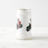 サンタクロースおもしろいオングリーンヴィンテージバイク ビールジョッキ (中央)