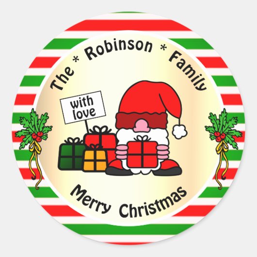 サンタクロースおもしろいカラーの伝統的クリスマス ラウンドシール (正面)