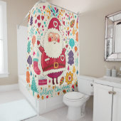 サンタクロースおもしろいクリスマスイラストレーション シャワーカーテン (インサイチュ)
