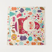 サンタクロースおもしろいクリスマスイラストレーション タペストリー (正面(横))