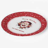 サンタクロースおもしろいクリスマスパーティーレッドホワイト ペーパープレート (アングル)
