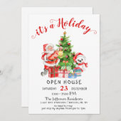 サンタクロースおもしろいクリスマスホリデーオープンハウス 招待状 (正面/裏面)