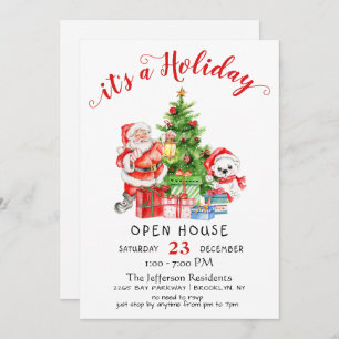 サンタクロースおもしろいクリスマスホリデーオープンハウス 招待状