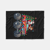 サンタクロースおもしろいトナカイ乗馬モンスタートラックCh フリースブランケット (正面(横))