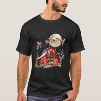サンタクロースおもしろいトラクターフシズファーム農家クリスチム Tシャツ