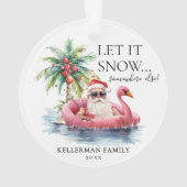 サンタクロースおもしろいトロピカルビーチクリスマス オーナメント (裏面)