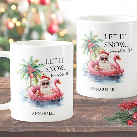 サンタクロースおもしろいトロピカルビーチクリスマス コーヒーマグカップ