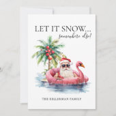 サンタクロースおもしろいトロピカルビーチクリスマス シーズンカード (正面)