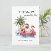 サンタクロースおもしろいトロピカルビーチクリスマス シーズンカード (スタンド正面)