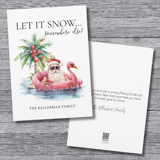サンタクロースおもしろいトロピカルビーチクリスマス シーズンカード