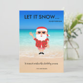 サンタクロースおもしろいビーチトロピカルフロリダクリスマス シーズンカード (スタンド正面)