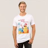 サンタクロースおもしろいホリデークリスマス雪だるま トライブレンドTシャツ (正面全面)