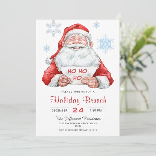 サンタクロースおもしろいホリデーブランチクリスマスパーティー 招待状 (スタンド正面)