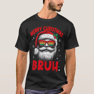 サンタクロースおもしろいメリークリスマスブルーレトロメンズW Tシャツ