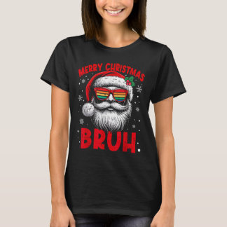 サンタクロースおもしろいメリークリスマスブルーレトロメンズW Tシャツ