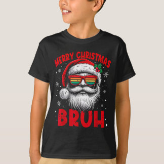 サンタクロースおもしろいメリークリスマスブルーレトロメンズW Tシャツ