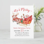 サンタクロースおもしろいメリークリスマスリトルパーティー 招待状 (スタンド正面)