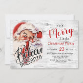 サンタクロースおもしろいメリークリスマスリトルパーティー 招待状 (正面)
