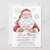 サンタクロースおもしろいメリークリスマスリトルパーティー 招待状 (正面)