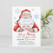 サンタクロースおもしろいメリークリスマスリトルパーティー 招待状 (スタンド正面)