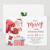 サンタクロースおもしろいメリークリスマスリトルパーティー 招待状 (正面/裏面)