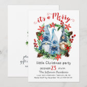サンタクロースおもしろいメリークリスマスリトルパーティー 招待状 (正面/裏面)