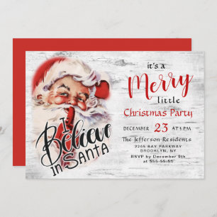 サンタクロースおもしろいメリークリスマスリトルパーティー 招待状
