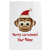 サンタクロースおもしろいモンキークリスマス抱き枕 ミディアムペーパーバッグ (裏面)