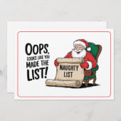 サンタクロースおもしろいリストいけなクリスマスデザイン シーズンカード (正面/裏面)