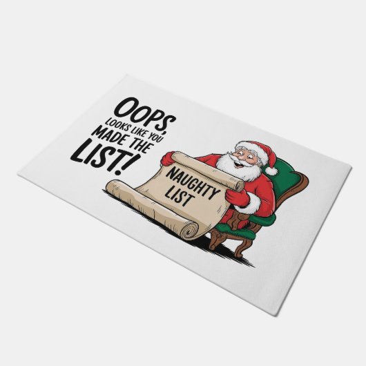 サンタクロースおもしろいリストいけなクリスマスデザイン ドアマット (アングル)