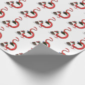 サンタクロースおもしろいレッドイースタンドラゴン ラッピングペーパー (角)