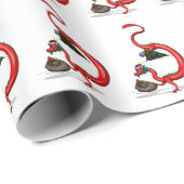 サンタクロースおもしろいレッドイースタンドラゴン ラッピングペーパー (ロールコーナー)