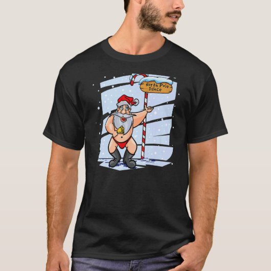 サンタクロースおもしろい踊りクリスマスイブクリスマスプレミ Tシャツ (正面)