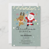 サンタクロースおもしろい踊りクリスマスディナー 招待状 (正面)