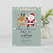 サンタクロースおもしろい踊りクリスマスディナー 招待状 (スタンド正面)