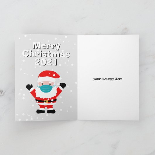 サンタクロースおもしろい顔マスクマンガ2023クリスマス シーズンカード (内部)