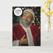 サンタクロースおもしろい、クリスマスグリーティング カード (黄色い花)