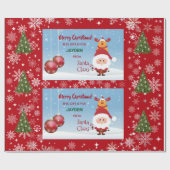 サンタクロースおもしろい・ルドルフからのかわいいギフト子供へ ラッピングペーパー (フラット)