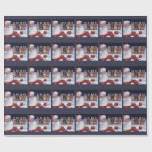 サンタクロースおよびダックスフントのChristmaの包装紙 ラッピングペーパー (フラット)