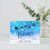 サンタクロースおよび彼の飛んでいるなトナカイ-信じて下さい ポストカード (スタンド正面)