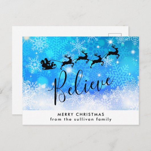 サンタクロースおよび彼の飛んでいるなトナカイ-信じて下さい ポストカード (正面/裏面)