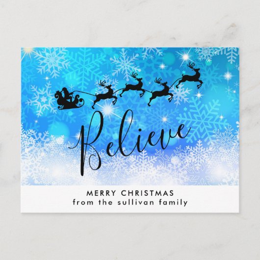 サンタクロースおよび彼の飛んでいるなトナカイ-信じて下さい ポストカード (正面)